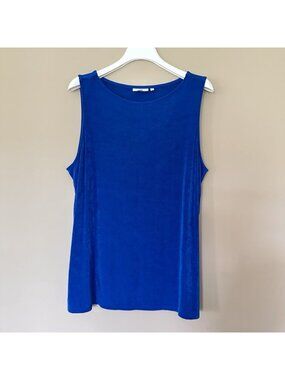 Chicos Stretchy Cobalt Blue Tank Top XXL (4) Bouncy Travel Liquid Sleeveless